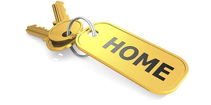 Home keys isolated with white background, 3D rendering