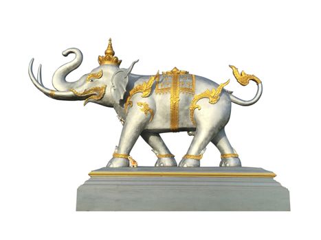 Elephant statue, isolated on white background, Public in thailand, Clipping paths