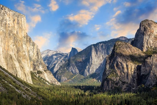 Beautiful view of yosemite national park at sunset in California, USA