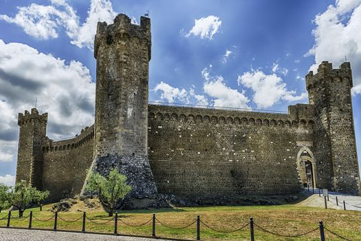 Medieval italian fortress, iconic landmark and one of the most visited sightseeing in Montalcino, Tuscany, Italy