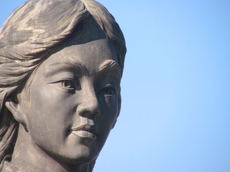 The Statue of Soyanggang Cheonyeo(Virgin) in Chuncheon, South Korea- Sep, 2020 : It was built in 2005 to spread the song of "Soyanggang Cheonyeo" well known as the national popular song of Korea