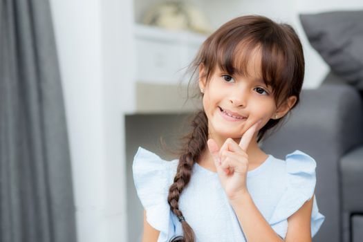 Portrait of beautiful kid, child, girl with expression happiness.