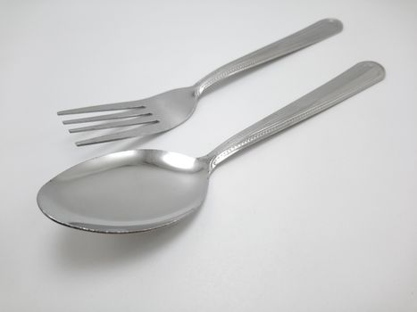 Stainless steel metal eating utensil spoon and fork use for eating food meal