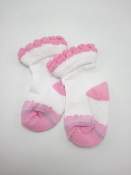 Antibacterial baby socks pink print use to wear in the feet