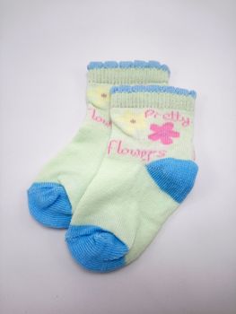 Antibacterial baby socks flower design print use to wear in the feet