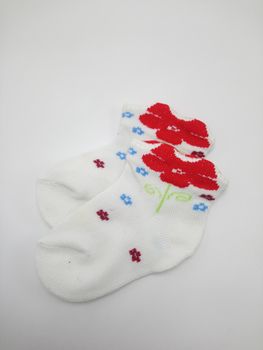 Antibacterial baby socks flower design print use to wear in the feet