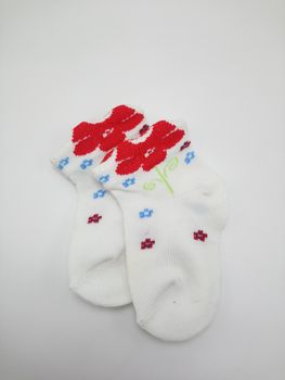 Antibacterial baby socks flower design print use to wear in the feet