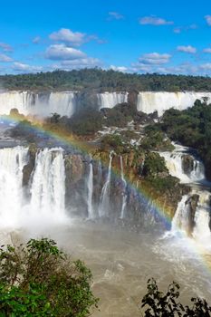 The Iguazu falls in South America at the border of Argentina with Brazil