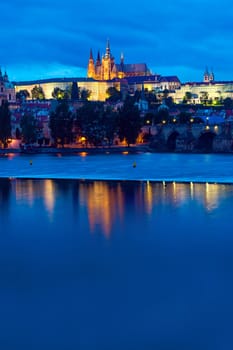 The castle and river Vltava in Prague, Czech Republic