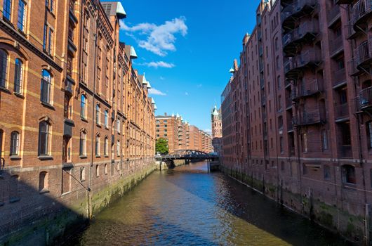 The famous old Speicherstadt in Hamburg, Germany