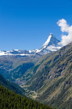 The Zermatt valley with the famous Matterhorn in Switzerland