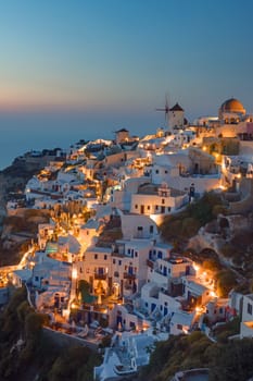 Beautiful Oia on Santorini island at sunset