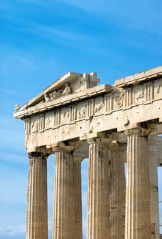 close detail of the Parthenon in Athen