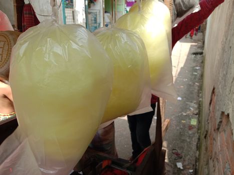 tasty and healthy yellow colored cotton candy