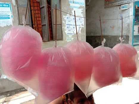 tasty and healthy pink colored cotton candy