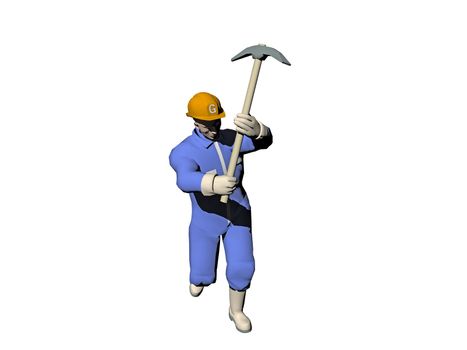 Miner in overalls with tools