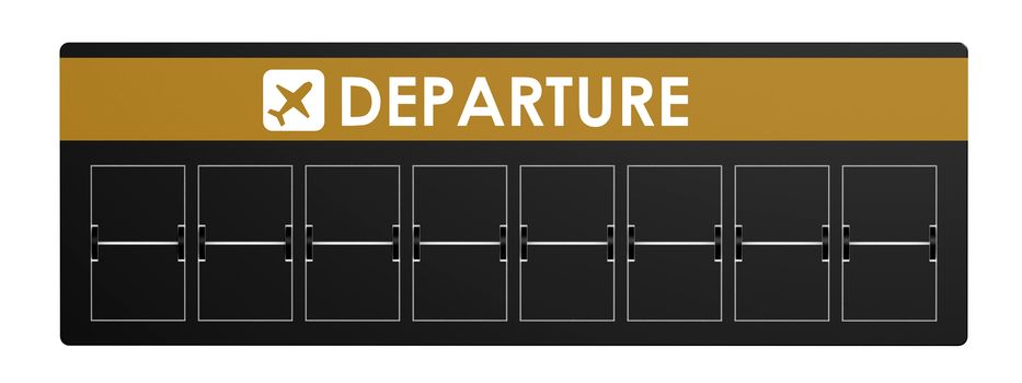 Departure flip board with empty destination, 3D rendering