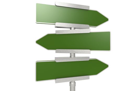 Blank green road sign, 3D rendering