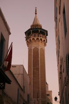 the Youssef Dey Mosque in the Medina of the Old City of Tunis in north of Tunisia in North Africa,  Tunisia, Sidi Bou Sair, March, 2009