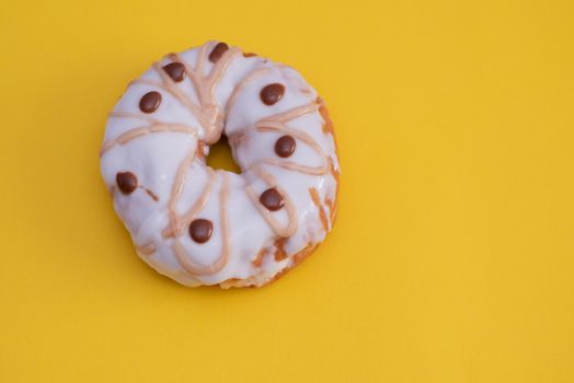 Donut isolated against bright background shot from above