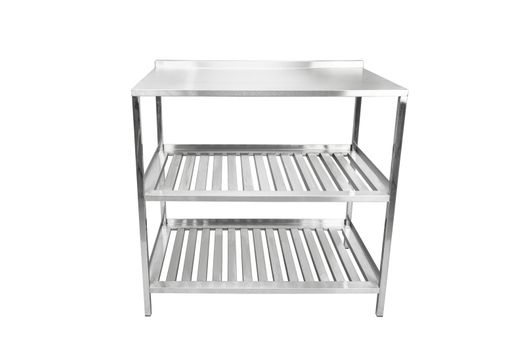 Blurred Table of stainless on isolated white background.