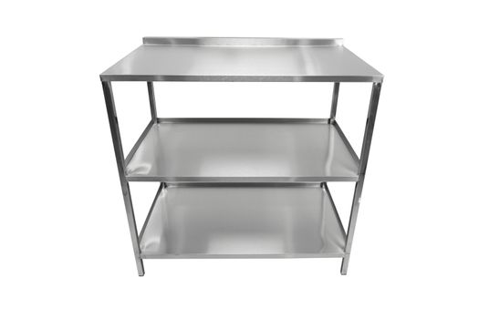 Blurred Table of stainless on isolated white background.