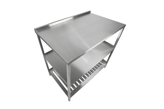 Blurred Table of stainless on isolated white background.