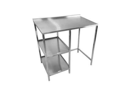 Blurred Table of stainless on isolated white background.