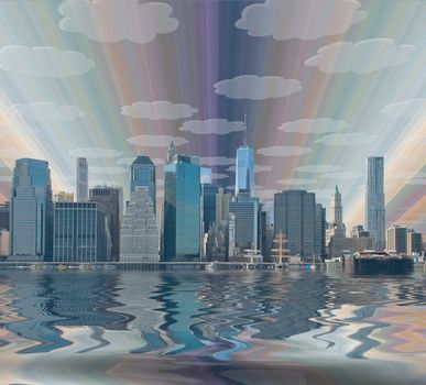 Fantasy New York City. 3D rendering