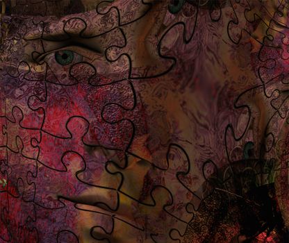 Mystic abstract face. 3D rendering
