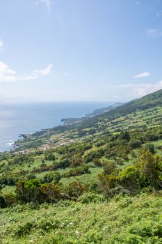 Walk on the Azores archipelago. Discovery of the island of sao jorge, Azores. Portugal , Velas