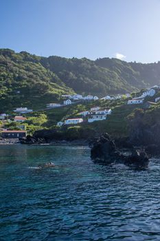Walk on the Azores archipelago. Discovery of the island of sao jorge, Azores. Portugal , Velas