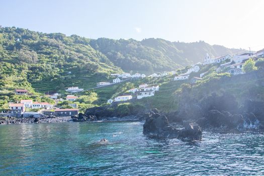 Walk on the Azores archipelago. Discovery of the island of sao jorge, Azores. Portugal , Velas