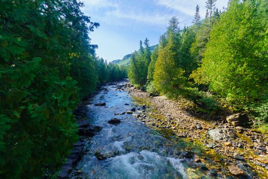 View of the Sainte-Anne-du-Nord River, in Gaspesie National Park, Gaspe Peninsula, Quebec, Canada