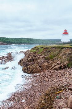 The Neils Harbour lighthouse, in Cape Breton island, Nova Scotia, Canada