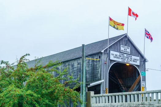 View of the longest covered bridge in the world, in Hartland, New Brunswick, Canada