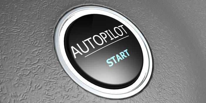 Autopilot button with metal ring, 3D rendering