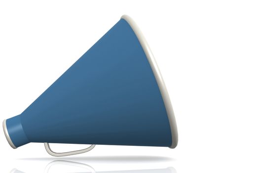 Blue megaphone isolated on white background, 3D rendering