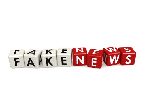 Fake news cube crossword on white background, 3D rendering