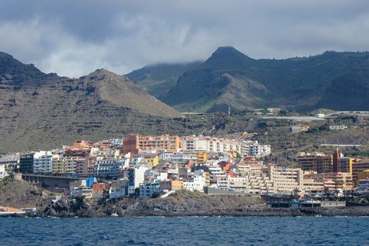 View on Los Gigantes on canary island tenerife with mountain range in the background