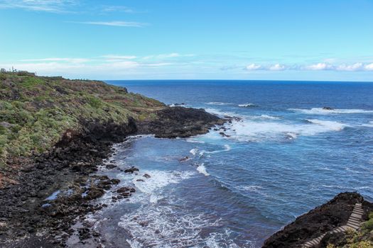 Overview at a bay on the northern coast of Tenerife with stony beach