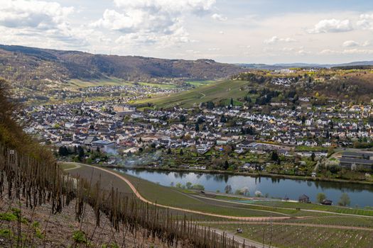 Panoramic view on the valley of the river Moselle and the city Bernkastel-Kues