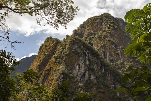 Aguas Calientes, Peru - April 5, 2014: View of the mountains near Aguas Calientes, surrounded by the tropical jungle, next to Machu Picchu, Peru.