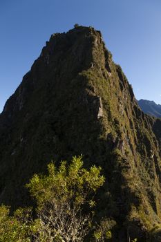 Machu Picchu, Peru - April 6, 2014: The sacred mountain Huayna Picchu, close to the Machu Picchu, Peru.