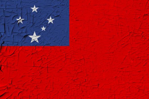 Samoa painted flag. Patriotic old grunge background. National flag of Samoa