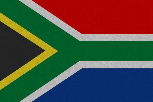 South Africa flag painted on paper. Patriotic background. National flag of South Africa