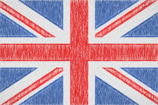 United Kingdom painted flag. Patriotic drawing on paper background. National flag of United Kingdom