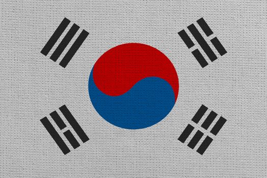 South korea fabric flag. Patriotic background. National flag of South korea