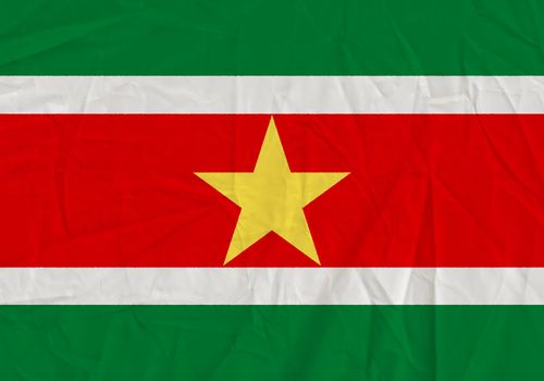 Suriname grunge flag. Patriotic background. National flag of Suriname