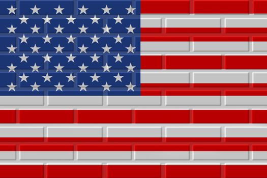 United States of America painted flag. Patriotic brick flag illustration background. National flag of United States of America